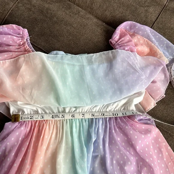 Off-Shoulder Pastel Rainbow Tiered Maxi Dress - Strapless Style - Picture 7 of 9